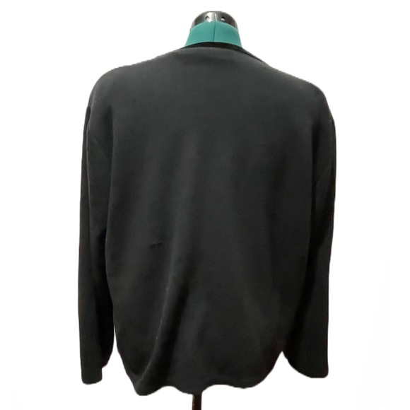 Donn Kenny Black Velvet-Trim Embroidered Cardigan Size 16 - Picture 2 of 3